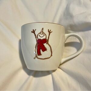 *EUC* SNOWMAN Ceramic Mug - Made In Portugal - 16oz - Holiday/Winter - Ivory